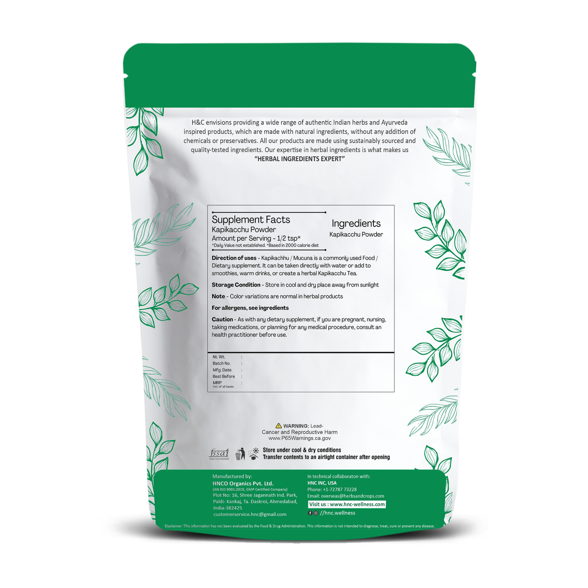 H&C Natural Jatamansi Powder 100gm - Stress Relief & Hair Growth