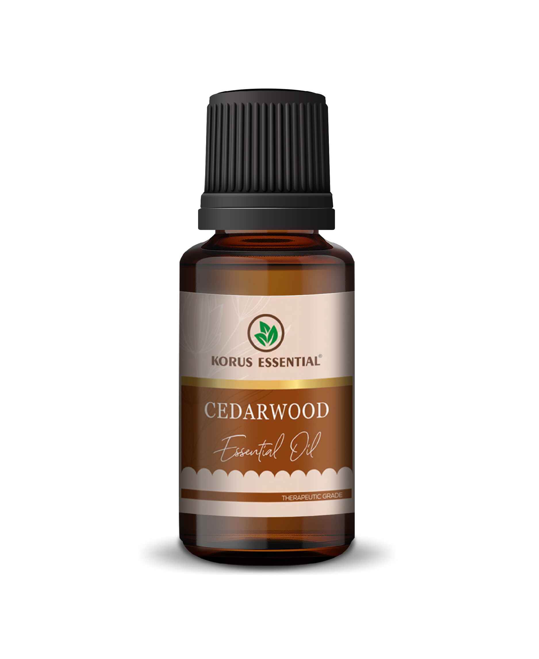 Korus Essential Evening Cedarwood Oil therapeutic grade essential oil bottle