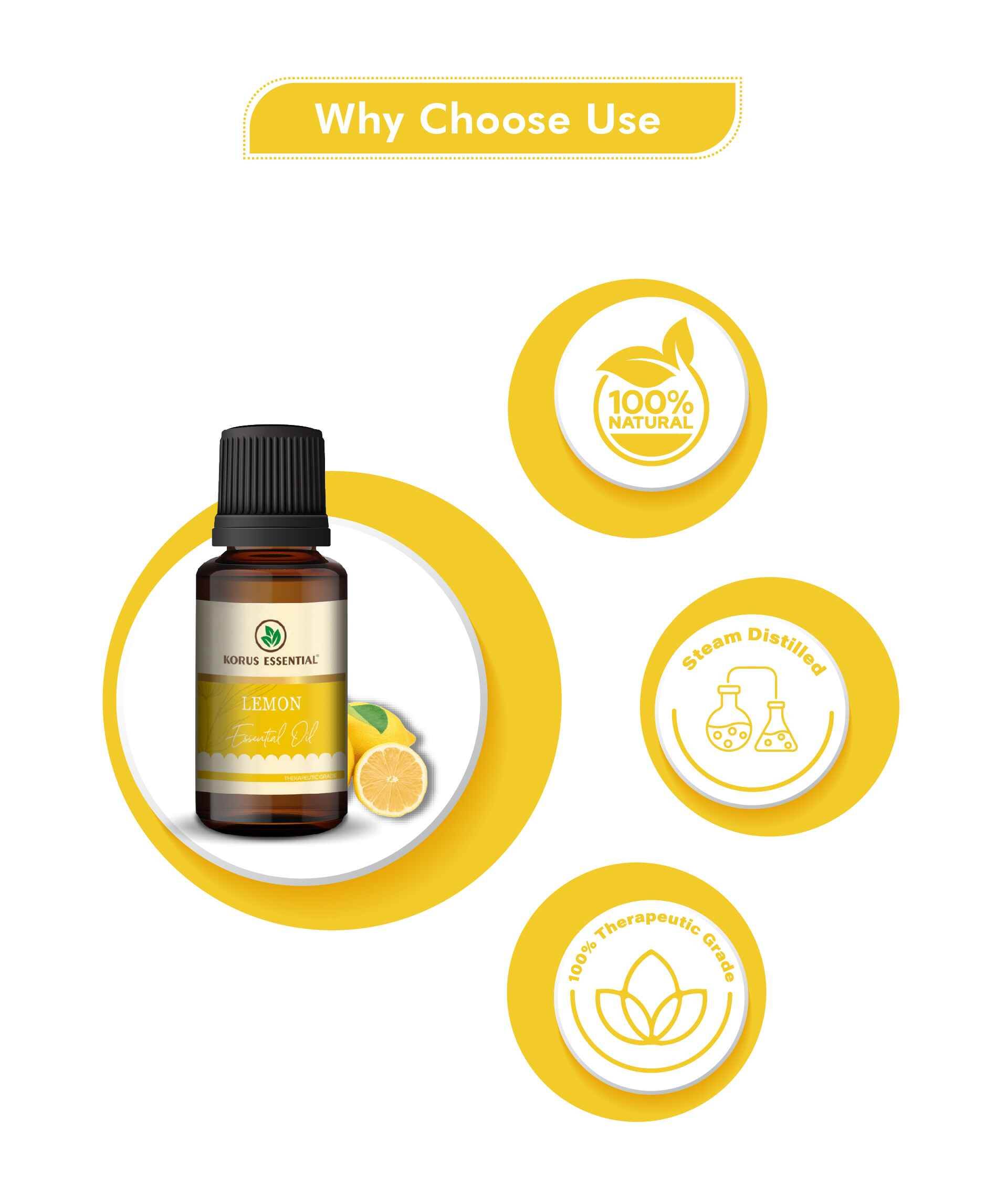 Korus Essential Lemon Oil - 15ml (Pack of 2).