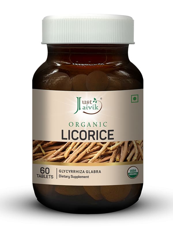 Just Jaivik Organic Licorice Tablets - 600mg, 60 Tablets