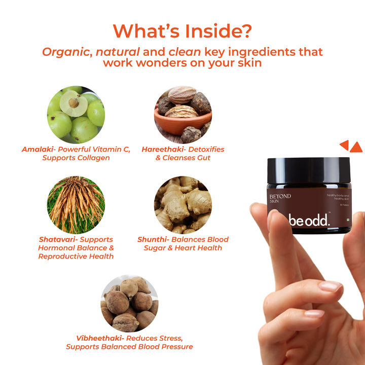 Be Odd Beyond Skin Acne Skin Supplement - 30 counts.