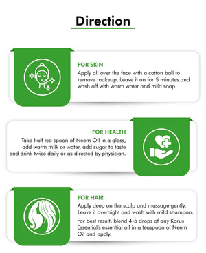 Korus Essential Neem Oil 200ml - 6.76 fl oz (Pack of 3).