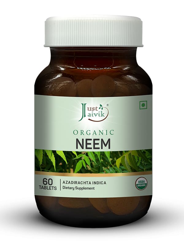 Just Jaivik Organic Neem Tablets - 600mg, 60 Tablets