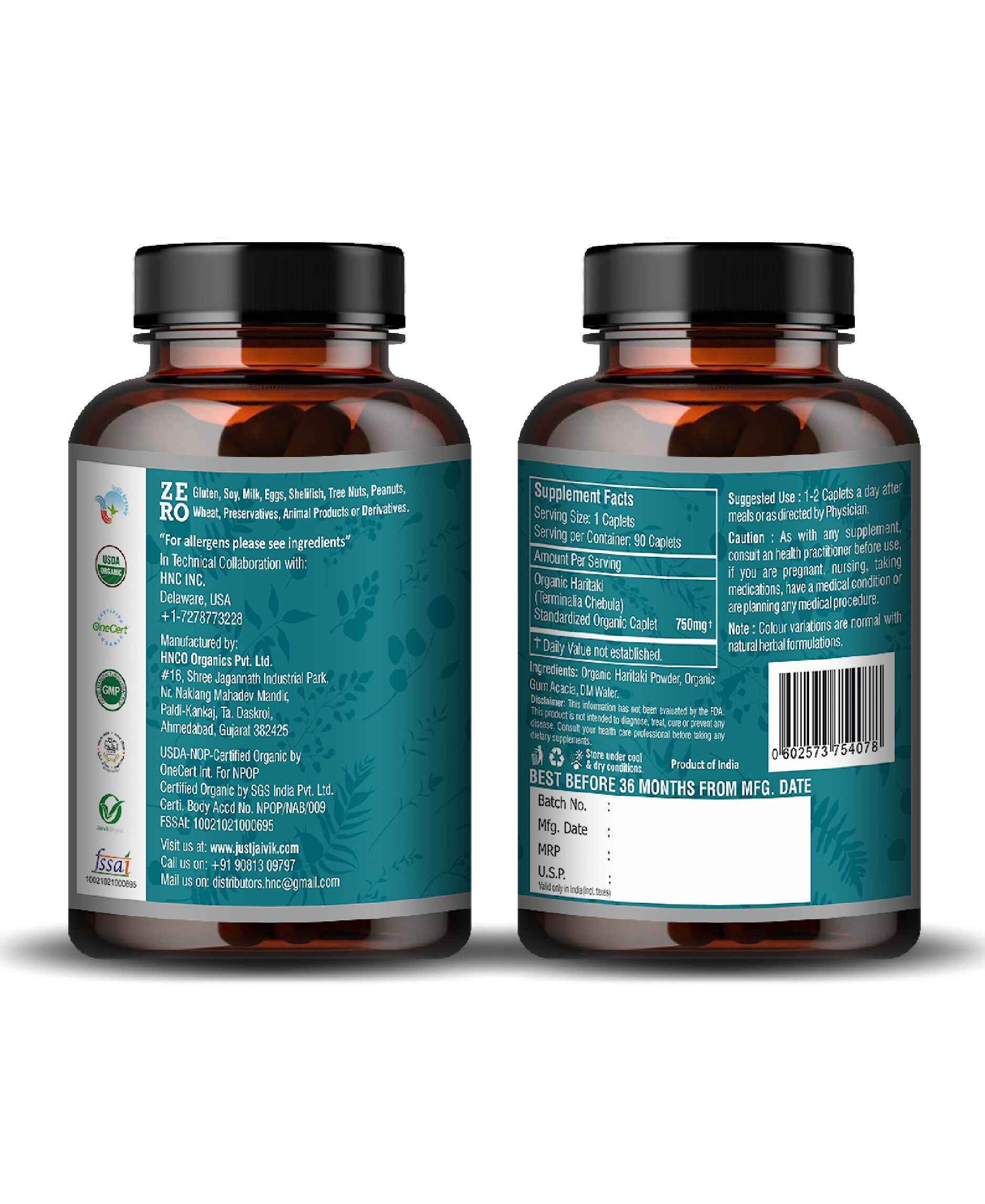 Organic Haritaki caplets for digestion support