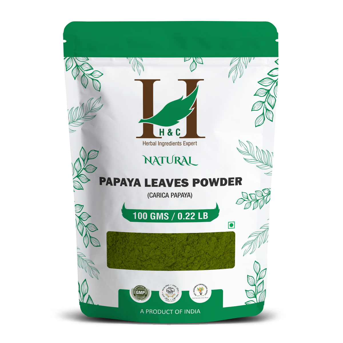 H&C Natural Papaya Leaves Powder 100gm - Digestive Wellness & Platelet Support