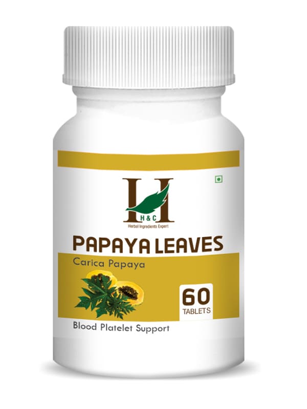 H&C Papaya Leaves Tablet - 350mg , 60 Count for Blood Platelet Support