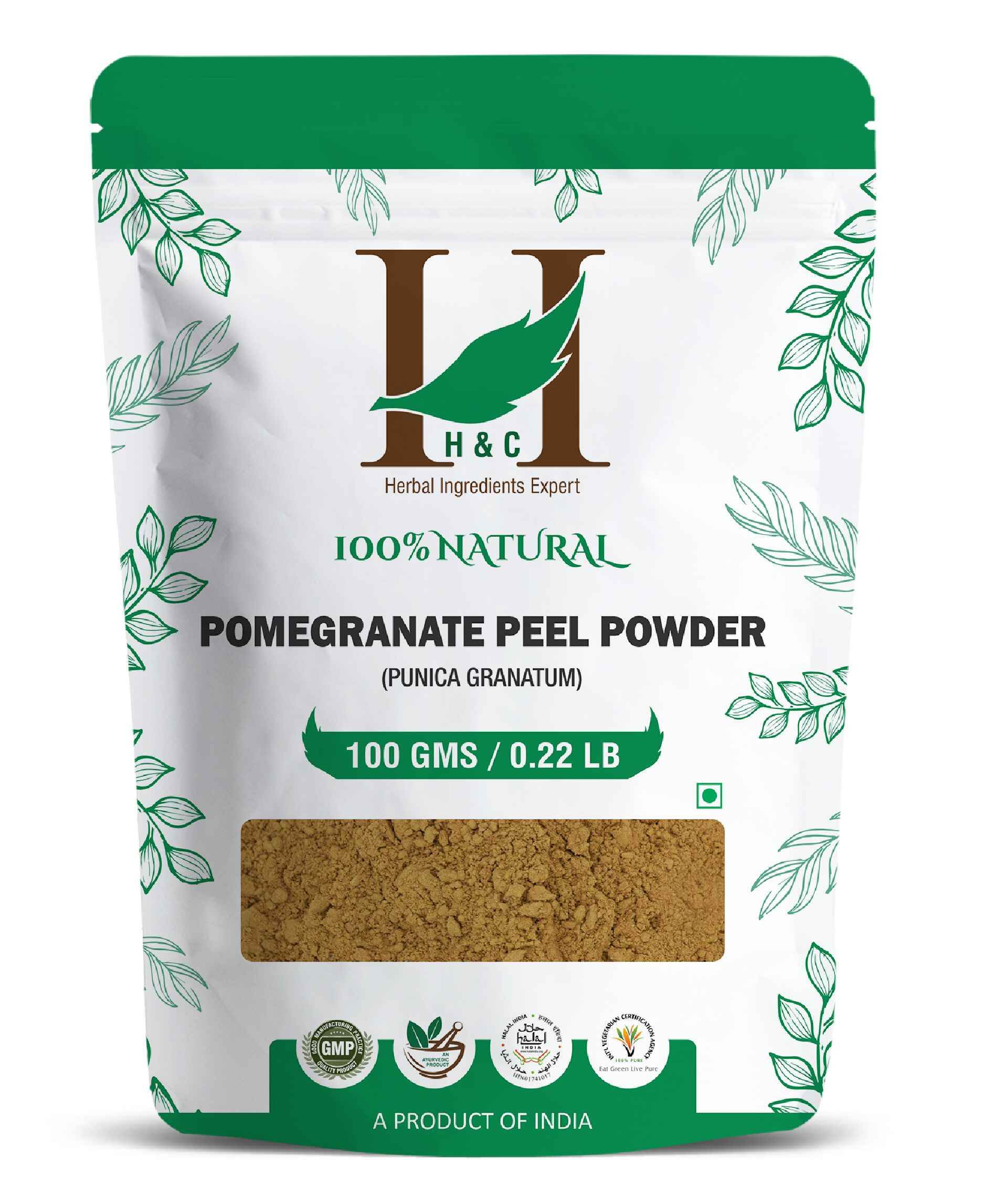 H&C Natural Pomegranate Peel Powder for skin care, Health and digestion