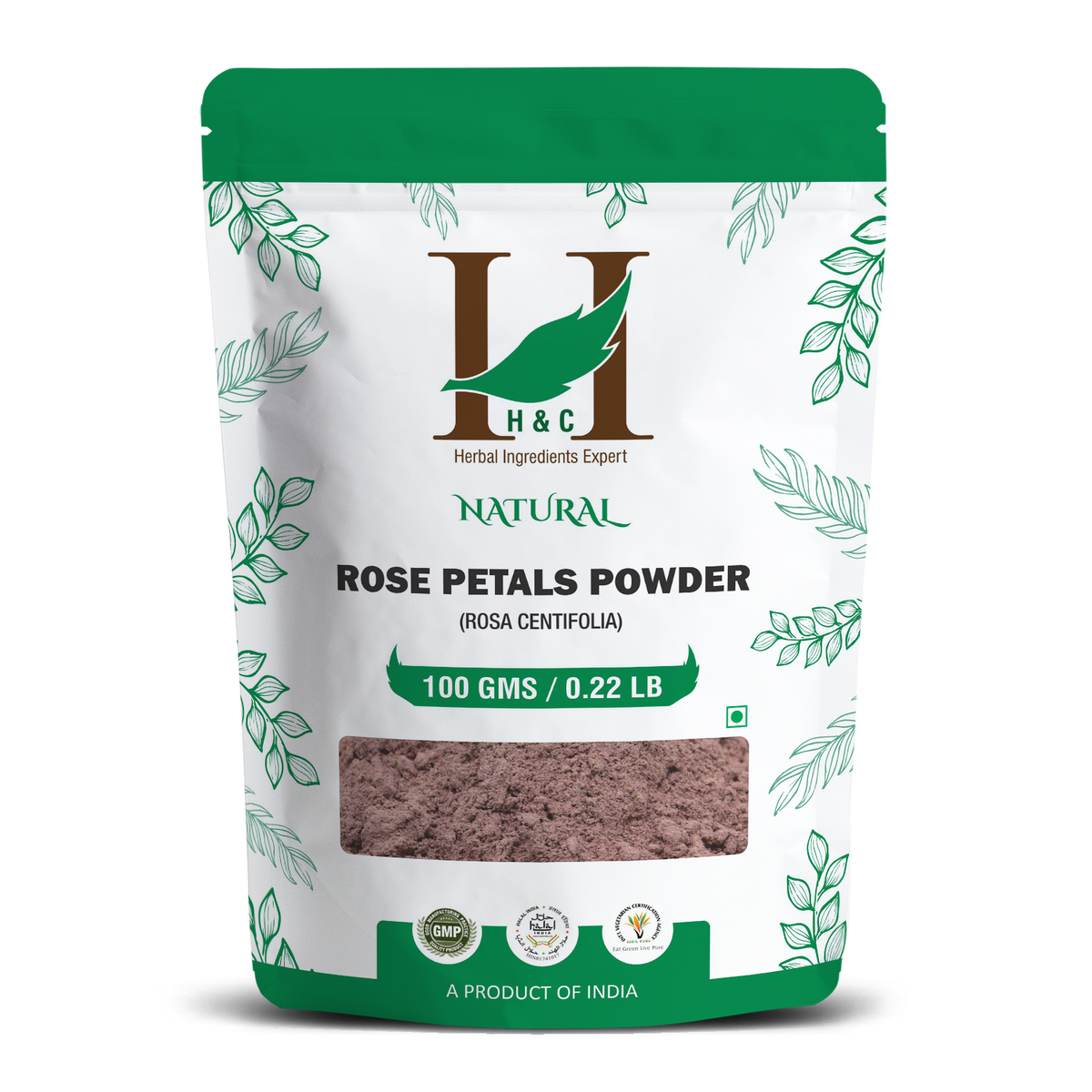 H&C Natural Rose Petal Powder 100gm - Radiant Skin & Silky Hair