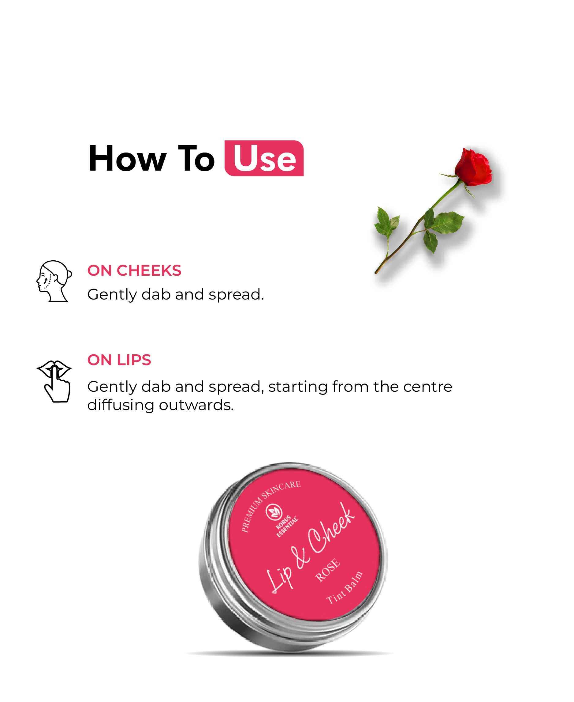 Korus Essential Rose Lip & Cheek Tint Balm - 8gm (Pack of 2).