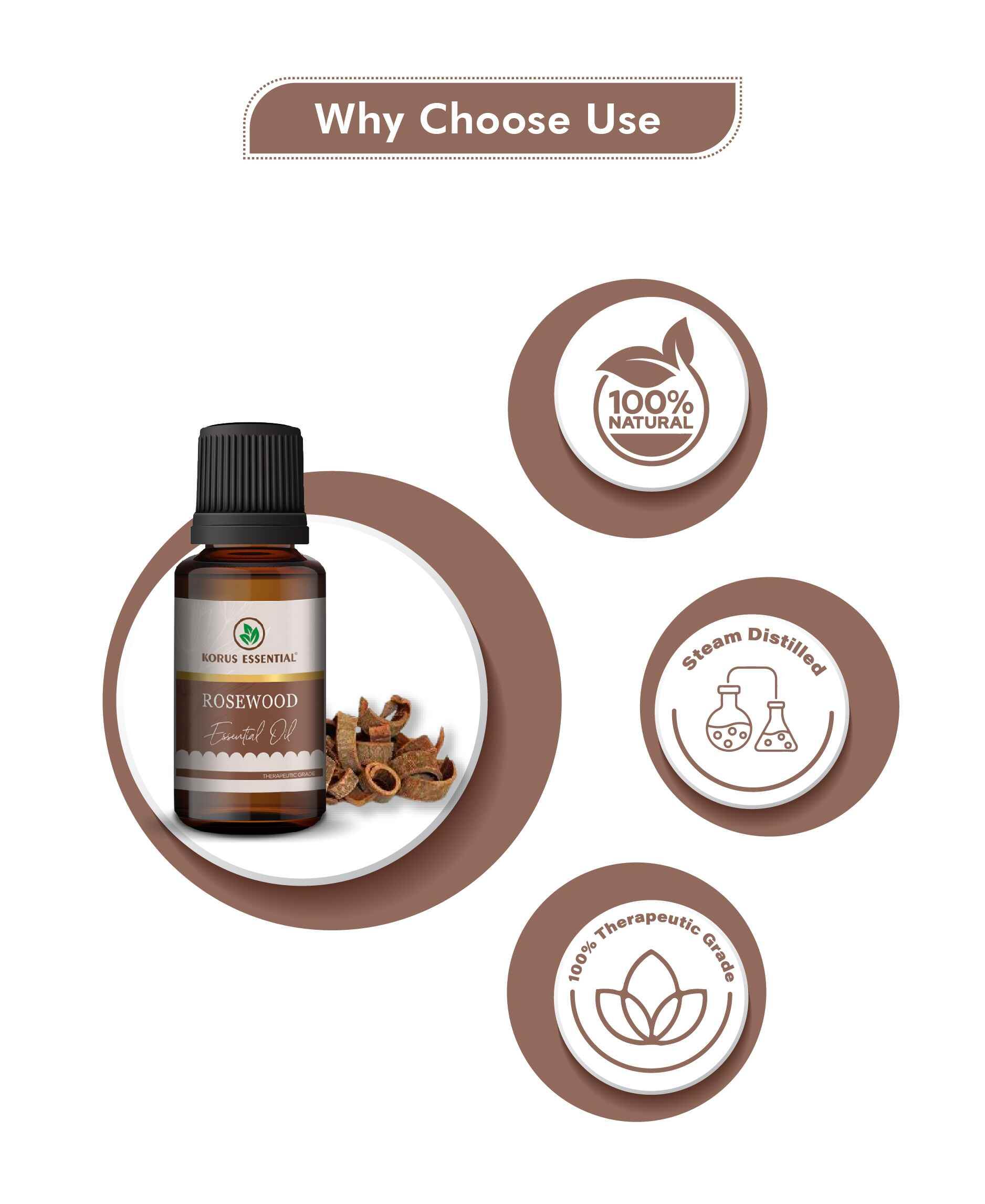 Korus Essential Rosewood Oil - 15ml (Pack of 3).