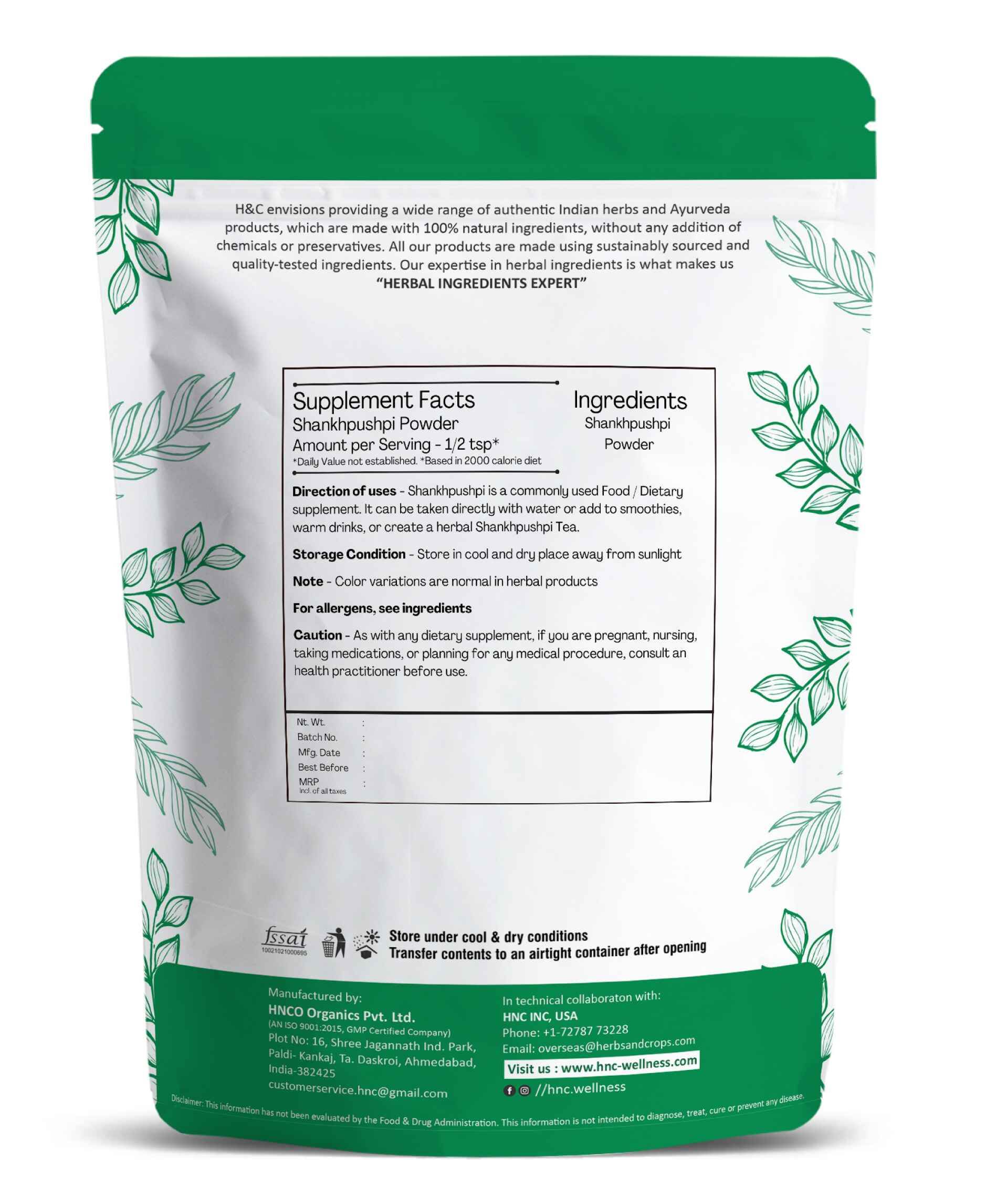 H&C Shankhpushpi powder and Natural remedy for stress and anxiety 
