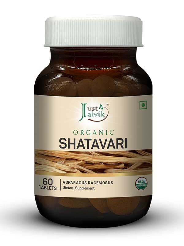 Just Jaivik Organic Shatavari Tablets - 600mg, 60 Tablets