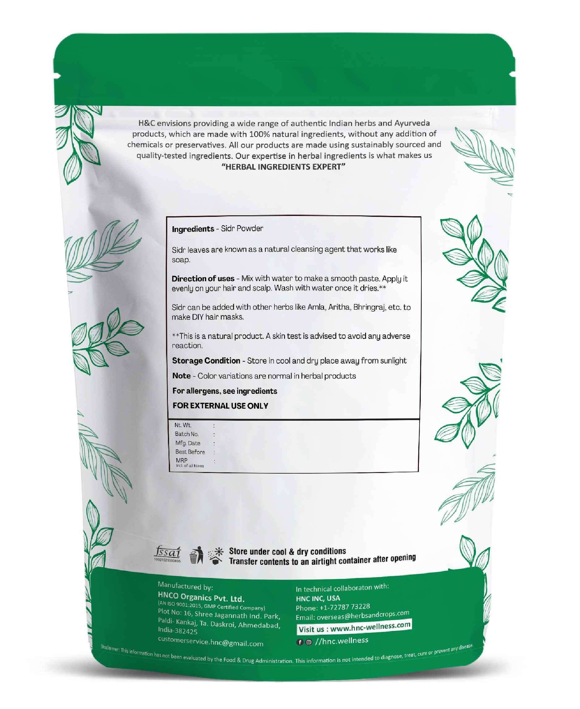Natural Sidr Powder(Pack of 4) - 100gm | H&C.