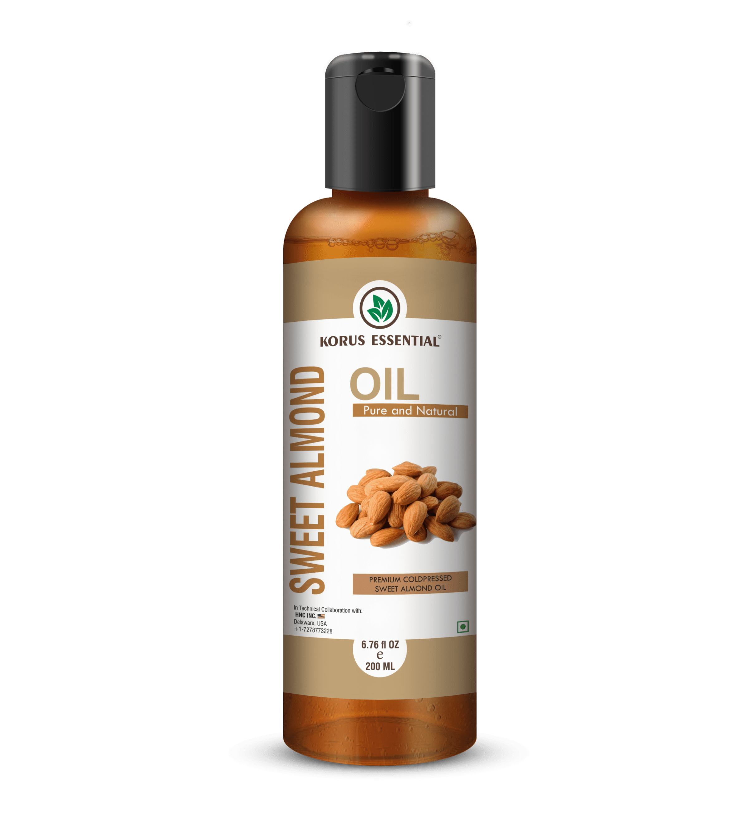 Sweet Almond Oil 200ml - 6.76 fl oz By Korus Essential