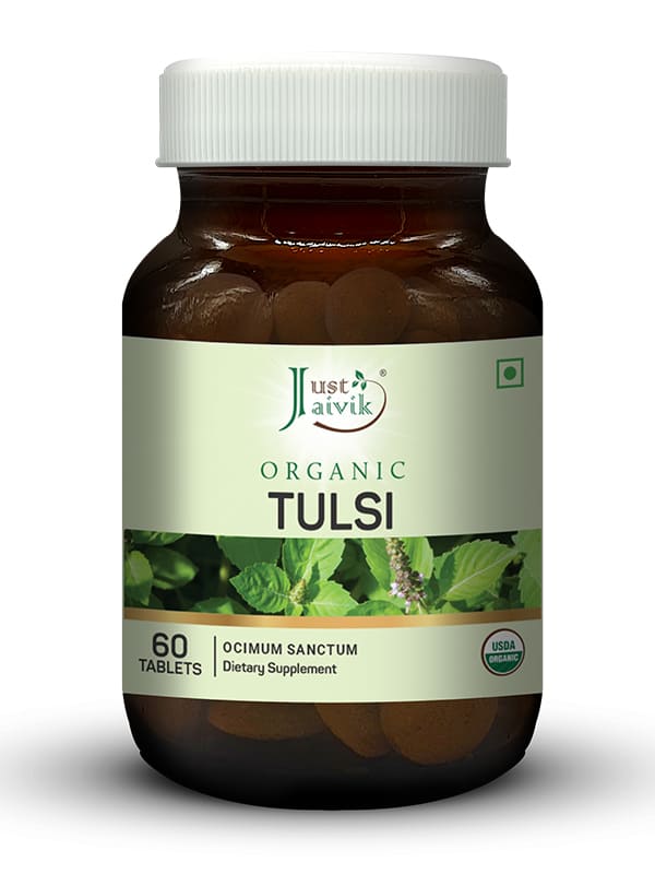 Just Jaivik Organic Tulsi Tablets - 600mg, 60 Tablets