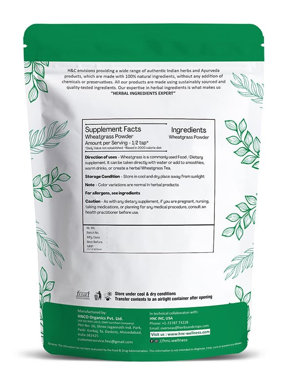 Natural Wheatgrass Powder / Triticum Aestivum - 100gm