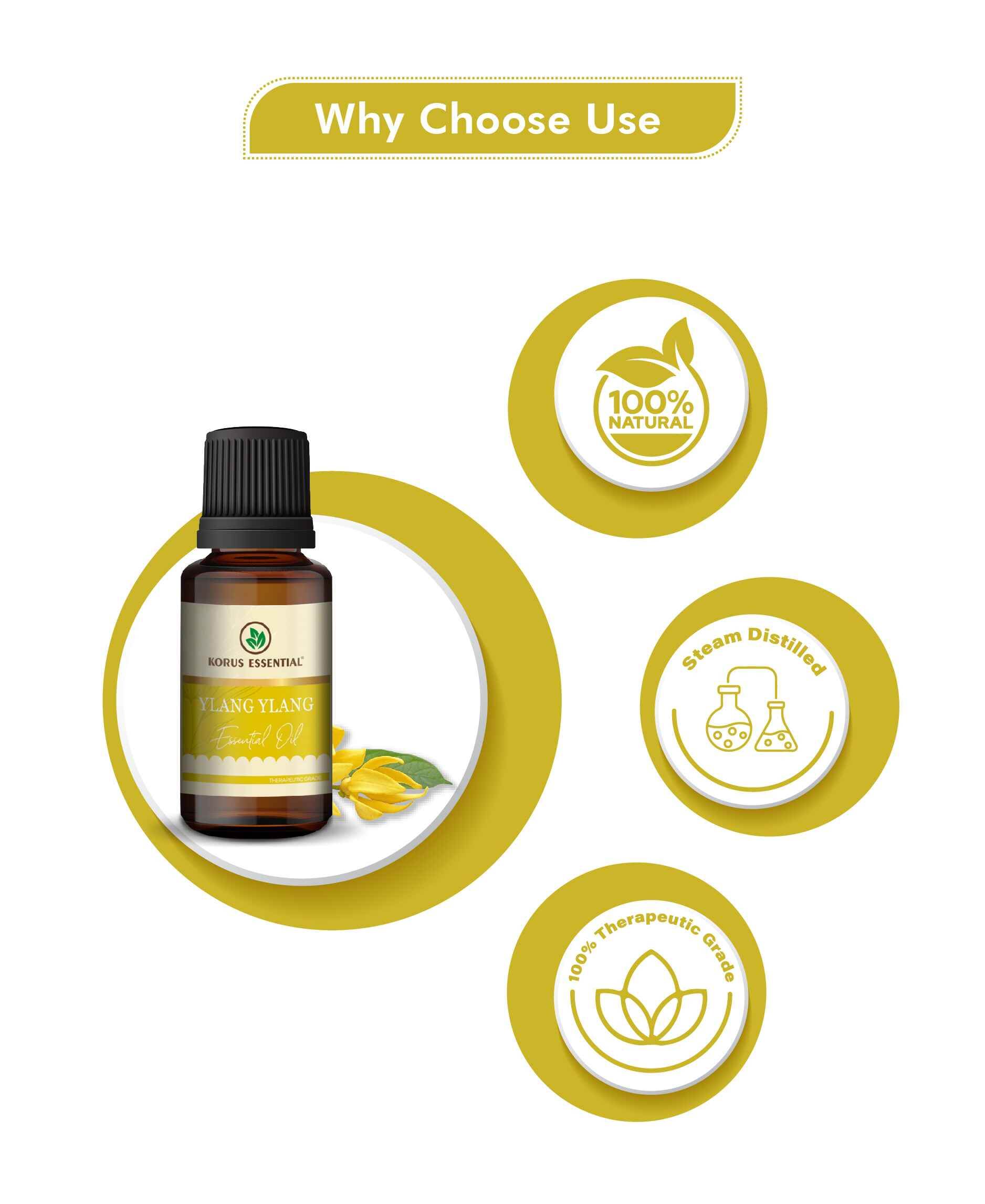 Korus Essential Ylang Ylang Oil - 15ml (Pack of 2).