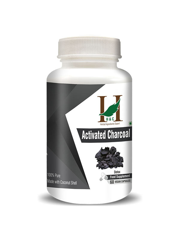 H&C Activated Charcoal Capsules - 350mg, 60 Capsules | Coconut Shell Charcoal | Detox