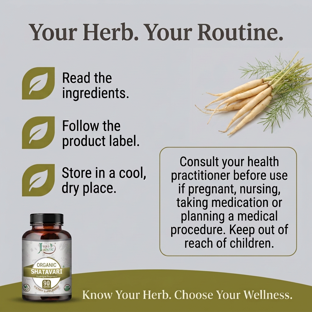 Shatavari routine card with corrected bottle wording