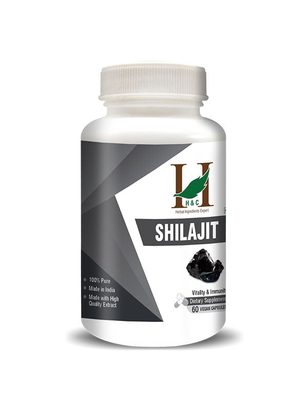H&C Shilajit Extract Veg. Capsules - 450mg, 60 Counts | for Stamina, Powder and Overall Wellness