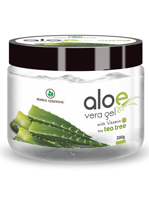 Aloe Vera Gel With Vitamin E and Tea tree - 200 grams each | Pack of 2 | Korus Essential