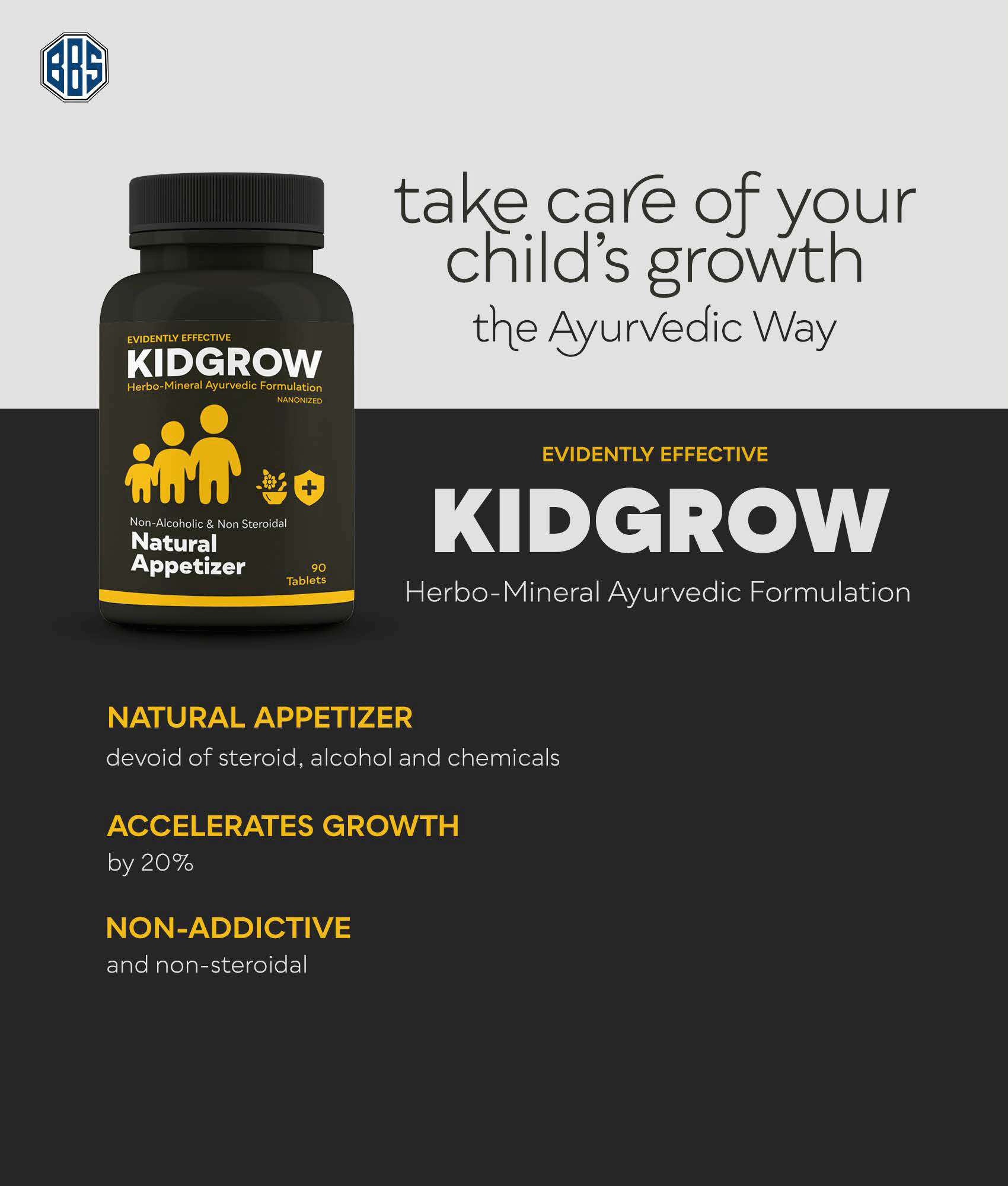 Kidgrow 90 Tablets By BBS