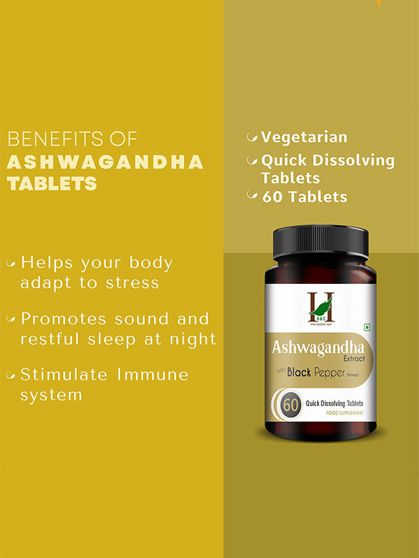 Ashwagandha Extract with Black Pepper Quick Dissolving Tablets - 60 count